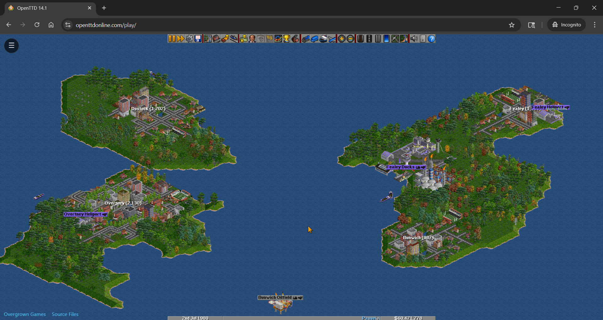 Coastal network with ships and airports